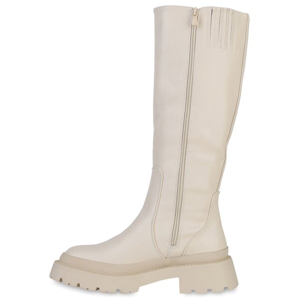 Stiefelparadies Damen Klassische Stiefel in Beige