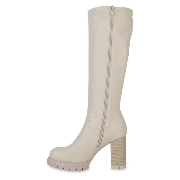 Stiefelparadies Damen Klassische Stiefel in Beige