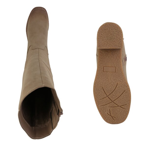 Stiefelparadies Damen Klassische Stiefel In Khaki