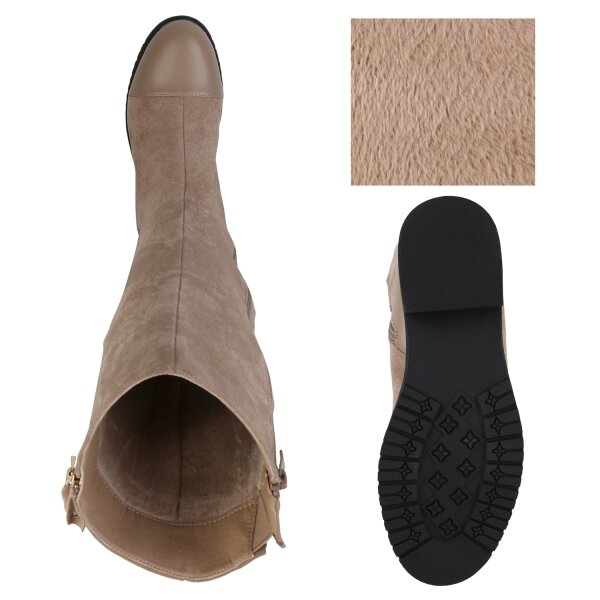 Stiefelparadies Damen Klassische Stiefel In Khaki