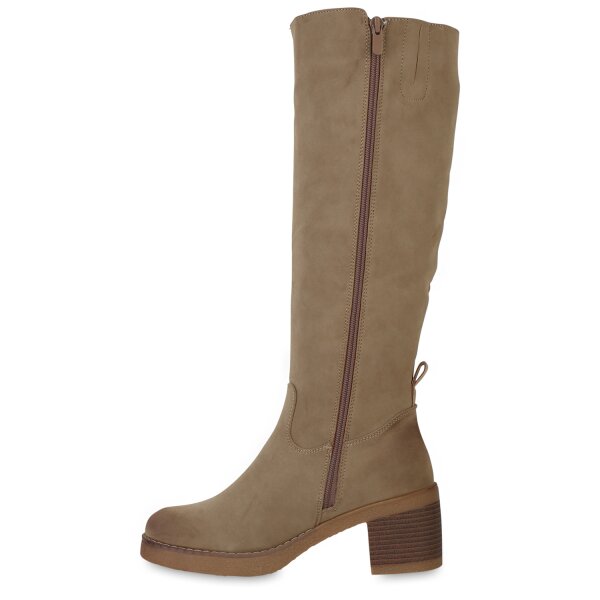 Stiefelparadies Damen Klassische Stiefel in Khaki
