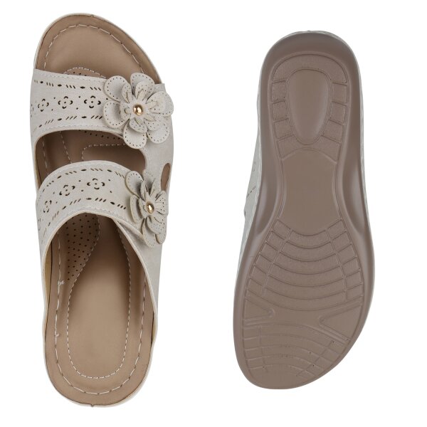 Stiefelparadies Damen Komfort Sandalen In Beige