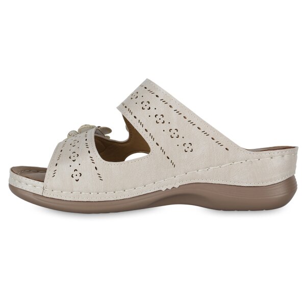 Stiefelparadies Damen Komfort Sandalen in Beige
