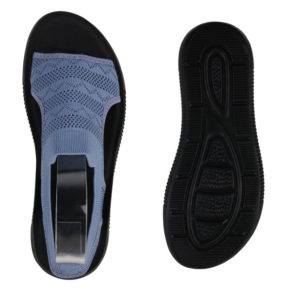 Stiefelparadies Damen Komfort Sandalen In Blau