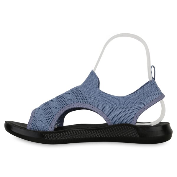 Stiefelparadies Damen Komfort Sandalen in Blau