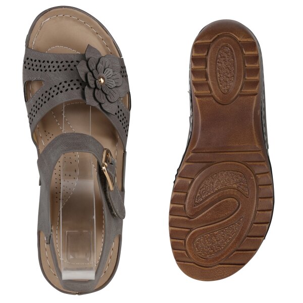 Stiefelparadies Damen Komfort Sandalen In Khaki