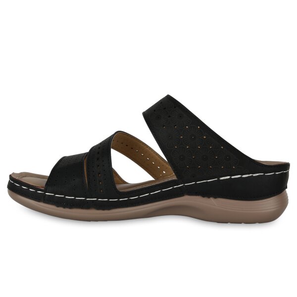 Stiefelparadies Damen Komfort Sandalen in Schwarz
