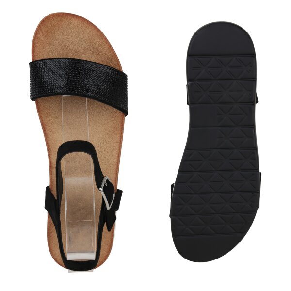 Stiefelparadies Damen Komfort Sandalen In Schwarz