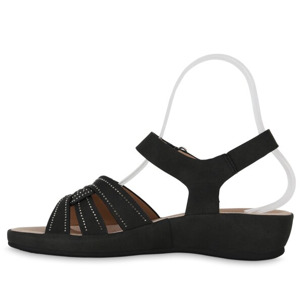 Stiefelparadies Damen Komfort Sandalen in Schwarz