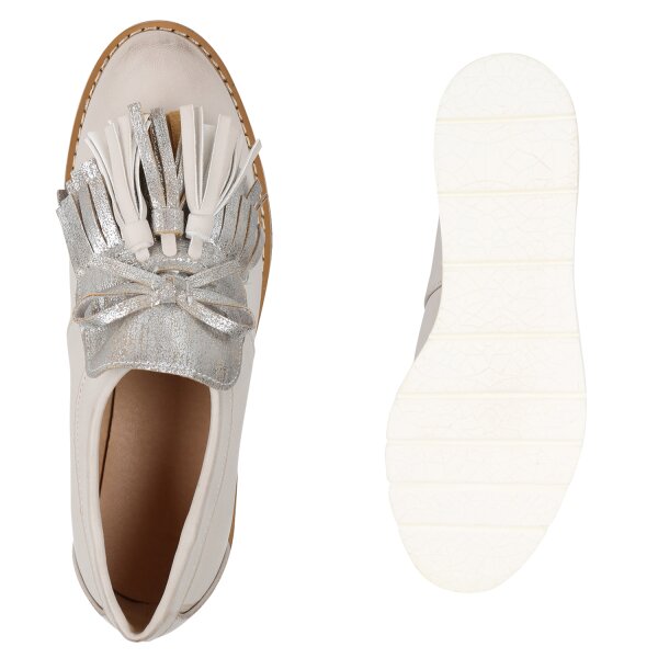 Stiefelparadies Damen Loafers In Hellgrau