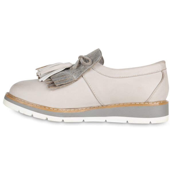 Stiefelparadies Damen Loafers in Hellgrau
