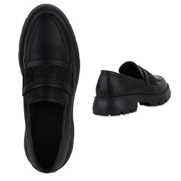 Stiefelparadies Damen Loafers In Schwarz