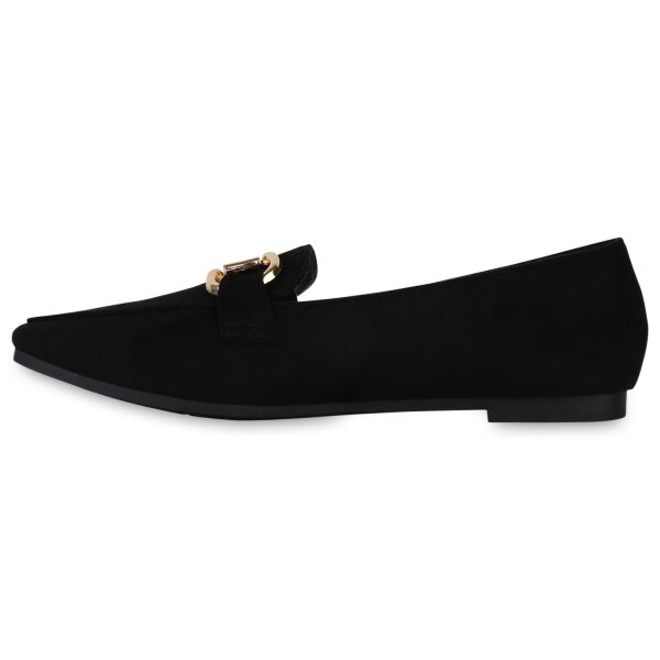 Stiefelparadies Damen Loafers in Schwarz