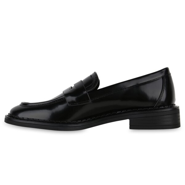 Stiefelparadies Damen Loafers in Schwarz