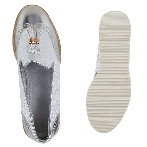 Stiefelparadies Damen Loafers In Silber