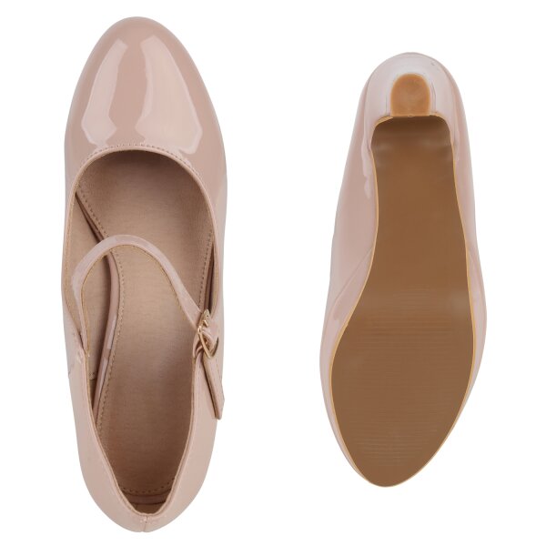 Stiefelparadies Damen Mary Janes In Beige Lack