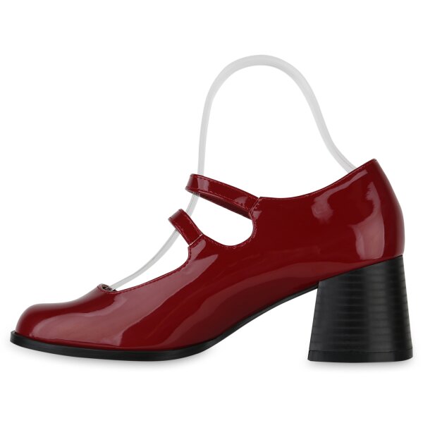 Stiefelparadies Damen Mary Janes in Burgund Lack