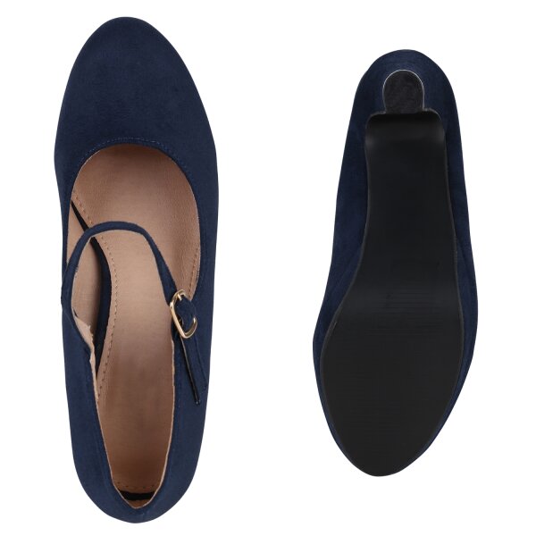 Stiefelparadies Damen Mary Janes In Dunkelblau