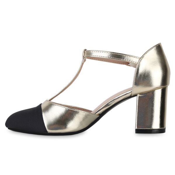 Stiefelparadies Damen Mary Janes in Gold