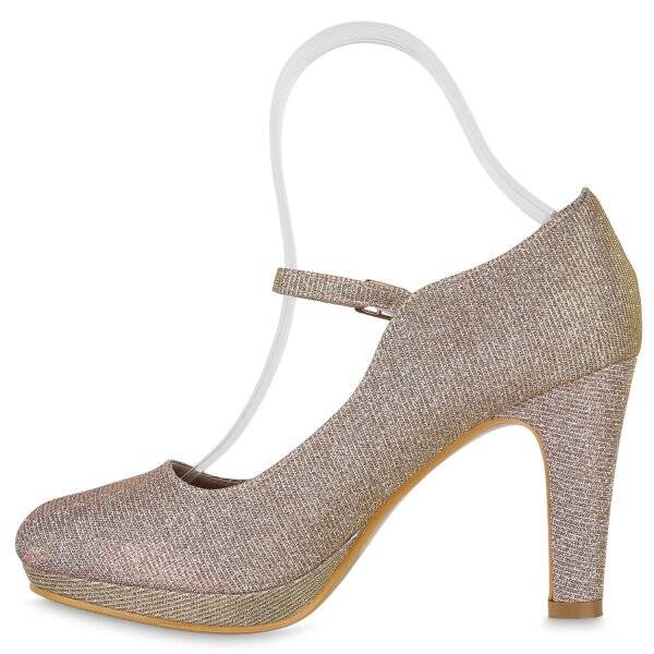 Stiefelparadies Damen Mary Janes in Rose Gold