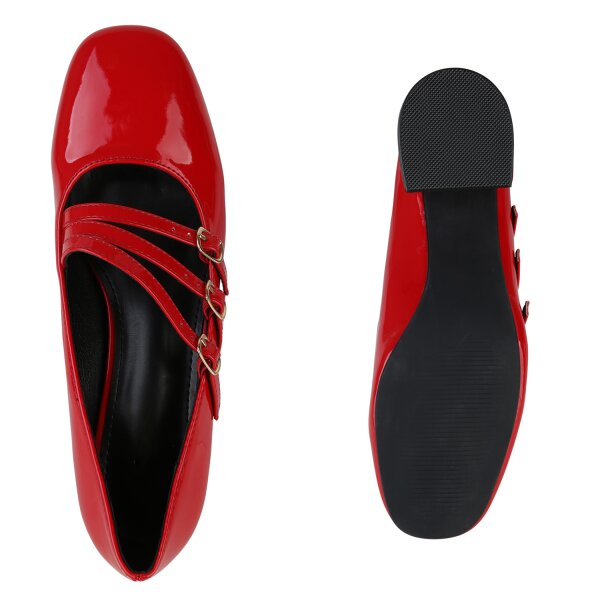 Stiefelparadies Damen Mary Janes In Rot Lack