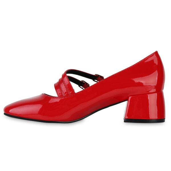 Stiefelparadies Damen Mary Janes in Rot Lack
