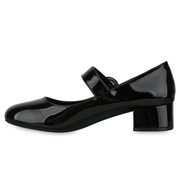 Stiefelparadies Damen Mary Janes in Schwarz Lack