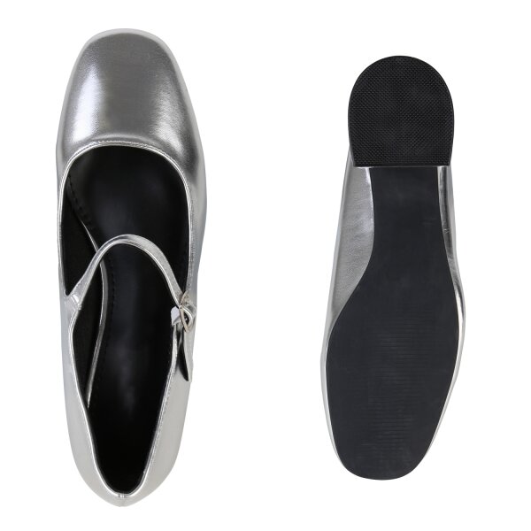 Stiefelparadies Damen Mary Janes In Silber