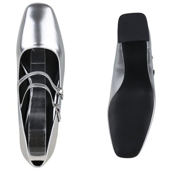 Stiefelparadies Damen Mary Janes In Silber