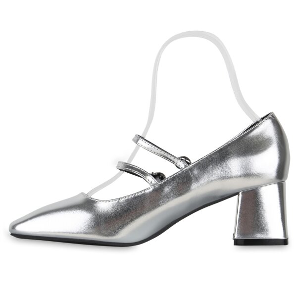 Stiefelparadies Damen Mary Janes in Silber