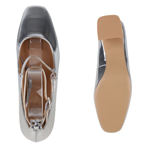 Stiefelparadies Damen Mary Janes In Silber
