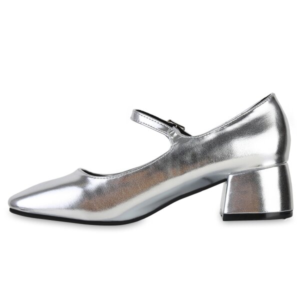 Stiefelparadies Damen Mary Janes in Silber