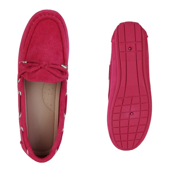 Stiefelparadies Damen Mokassins In Fuchsia