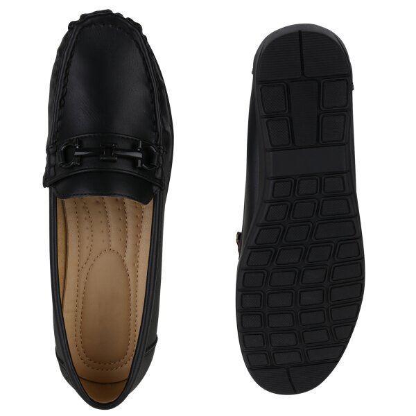 Stiefelparadies Damen Mokassins In Schwarz