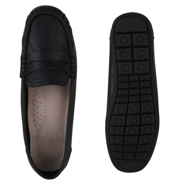 Stiefelparadies Damen Mokassins In Schwarz