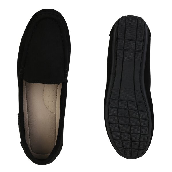 Stiefelparadies Damen Mokassins In Schwarz