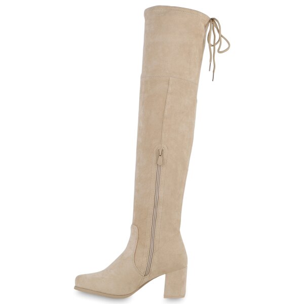 Stiefelparadies Damen Overknees in Beige