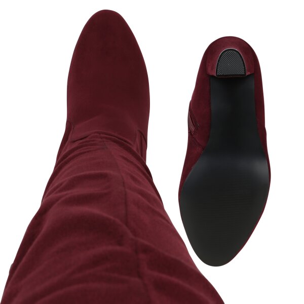 Stiefelparadies Damen Overknees In Dunkelrot