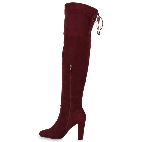 Stiefelparadies Damen Overknees in Dunkelrot