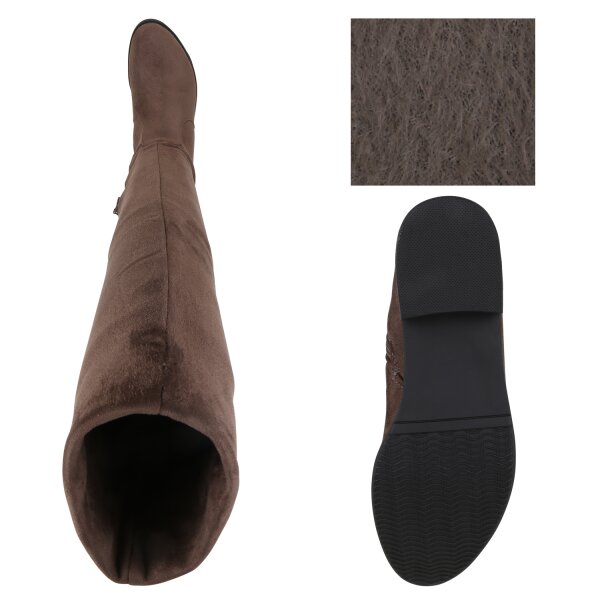 Stiefelparadies Damen Overknees In Khaki