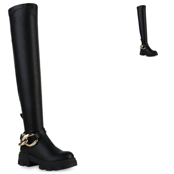Stiefelparadies Damen Overknees In Schwarz