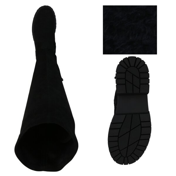 Stiefelparadies Damen Overknees In Schwarz