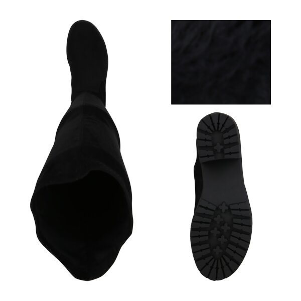 Stiefelparadies Damen Overknees In Schwarz