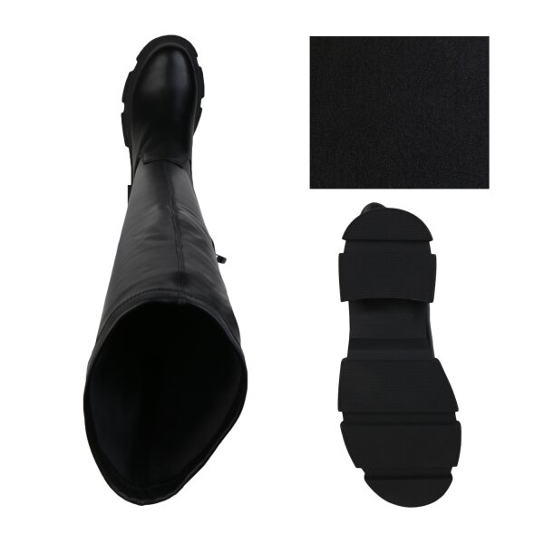 Stiefelparadies Damen Overknees In Schwarz PU