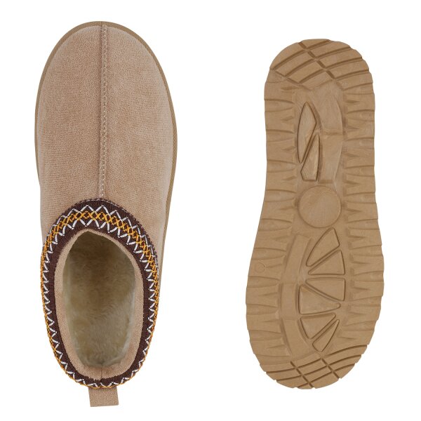 Stiefelparadies Damen Pantoffeln In Beige