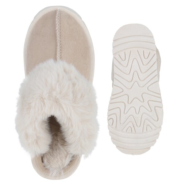 Stiefelparadies Damen Pantoffeln In Beige