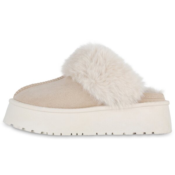 Stiefelparadies Damen Pantoffeln in Beige