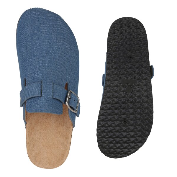 Stiefelparadies Damen Pantoffeln In Blau Denim