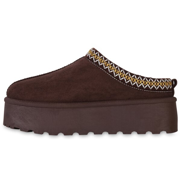 Stiefelparadies Damen Pantoffeln in Braun