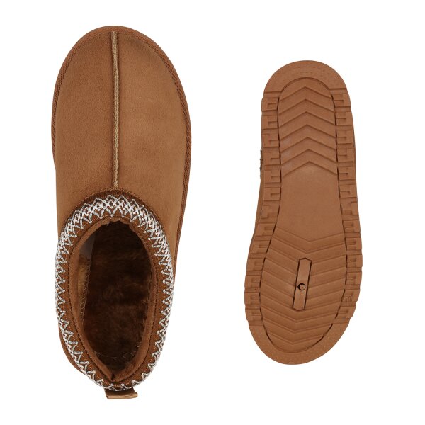 Stiefelparadies Damen Pantoffeln In Hellbraun